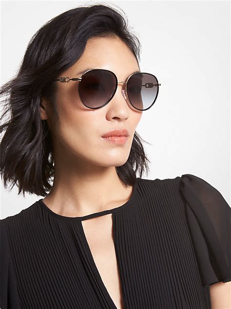 michael kors black and gold aviator sunglasses|Michael Kors pilot women's sunglasses.